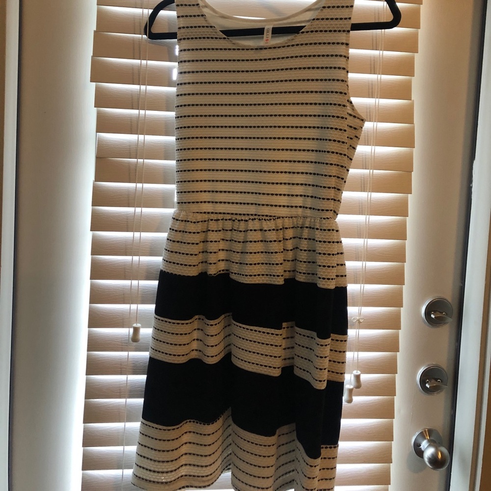 Black and white striped dress